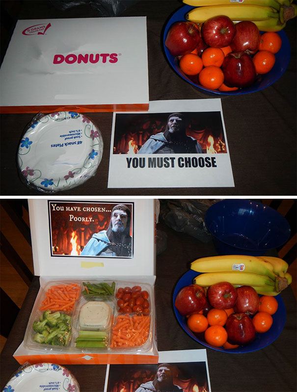 Vegetables in the donuts box 