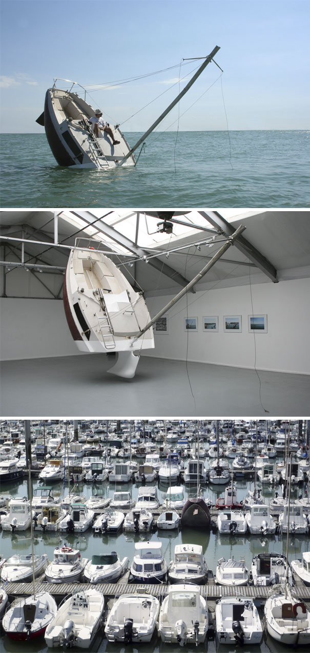 a boat that looks like it sinking 