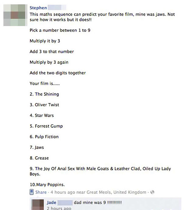 dad trolling the son with a movie choice 