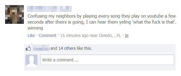 person playing the same song as neighbours after their s over 