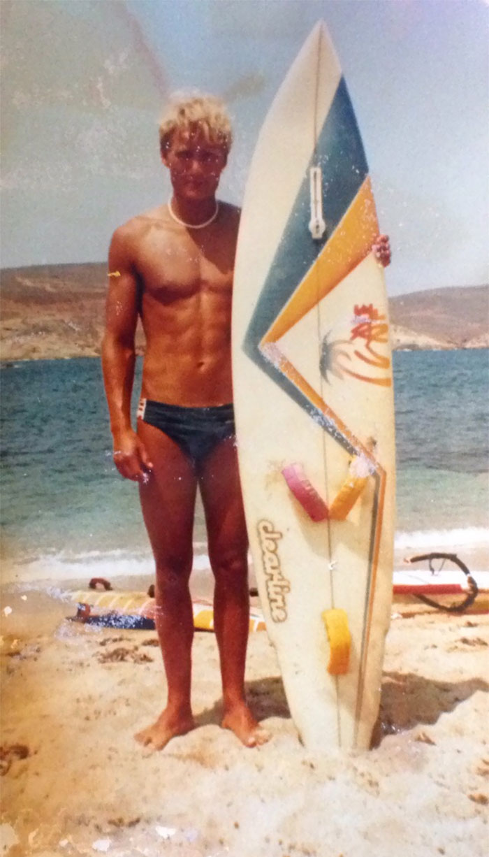 My Dad When He Was A Surfer Dude Sleeping On The Beach For 3 Weeks With Only A Sleeping Bag, Somewhere In The Southern Europe, 1989