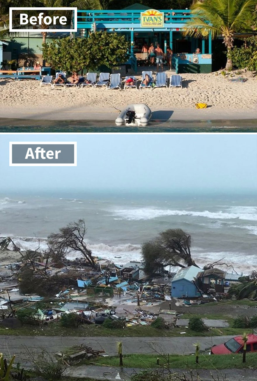 The Popular Ivan's Stress Free Bar On Jost Van Dyke In The British Virgin Islands (Before And After Irma Damage)