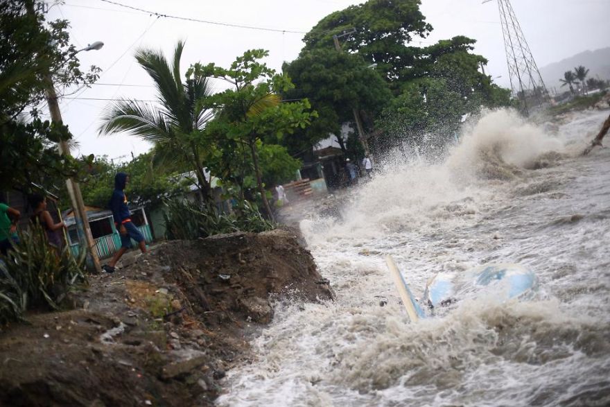 Waves Crash Against The Shore As Hurricane Irma Moves Off From The Northern Coast Of The Dominican Republic, In Puerto Plata