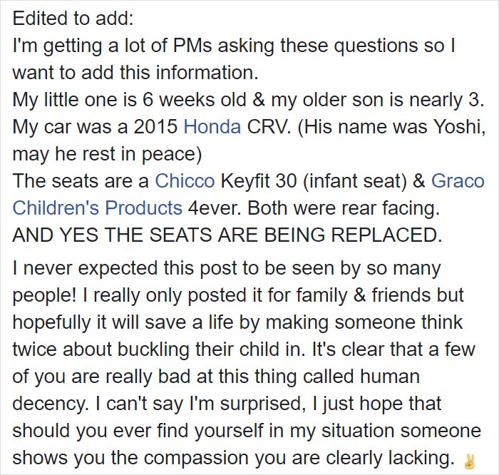 Mom's Shocking Car Accident Photo Is A Chilling Reminder To ALWAYS Put Your Kid In A Car Seat Mom's Shocking Car Accident Photo Is A Chilling Reminder To ALWAYS Put Your Kid In A Car Seat