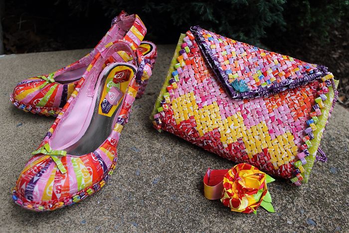 I Made A Purse And Heels To Match The Dress Made Of 10k Starburst Wrappers I Made A Purse And Heels To Match The Dress Made Of 10k Starburst Wrappers