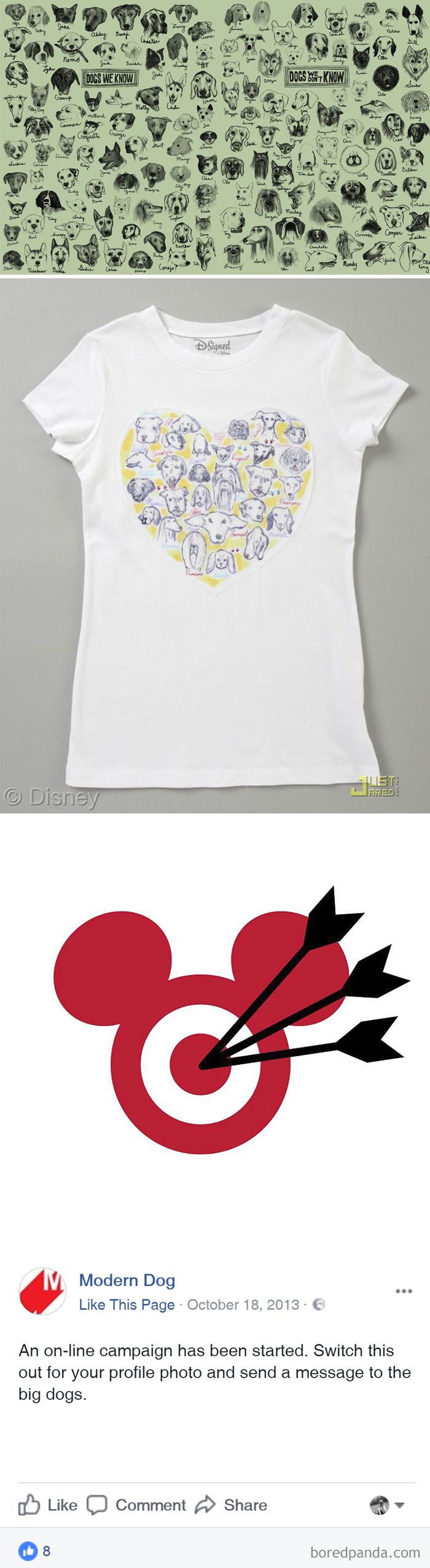 Modern Dog, A Small Seattle Design Shop, Accused Disney And Some Of Their Partners, Including Target, Of Ripping Off One Of Its Dog-Oriented Designs To Create A T-Shirt. They Even Started A Social Media Campaign To Attract More Attention To The Issue