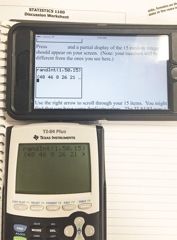 My Worksheet For Statistics Said I Wouldn't Get The Same Numbers When I Used A Random Number Generator. I Did