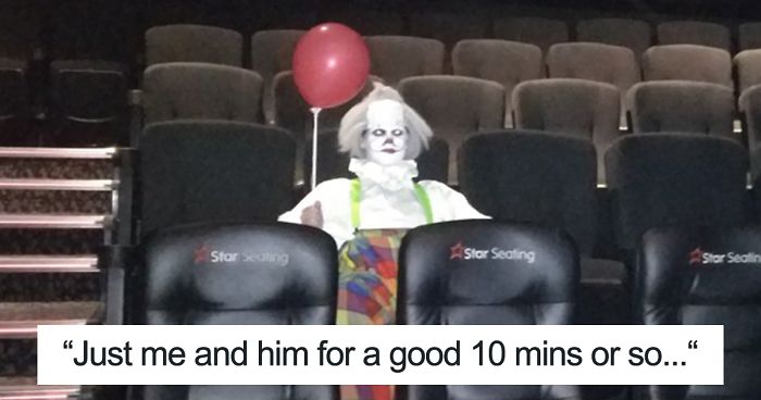 Guy Arrives First At “It” Screening, But There’s A Terrifying Clown In The Movie Theater Already