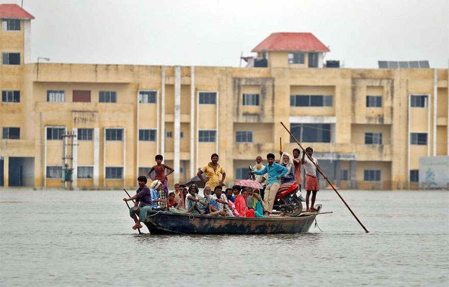 People Are Rescued From A Flooded Village In Motihari, Bihar State, India