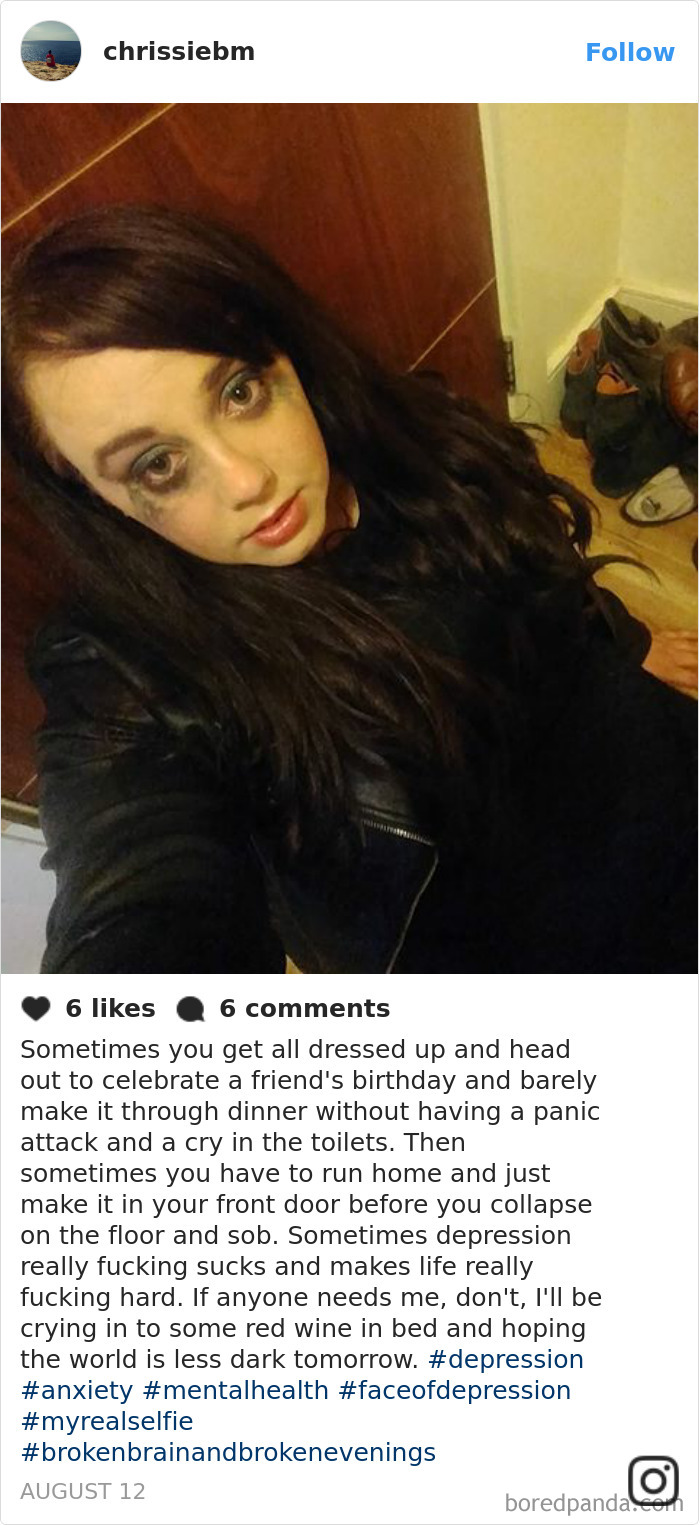 Woman with smudged makeup and pained expression, highlighting that depression symptoms have no face.