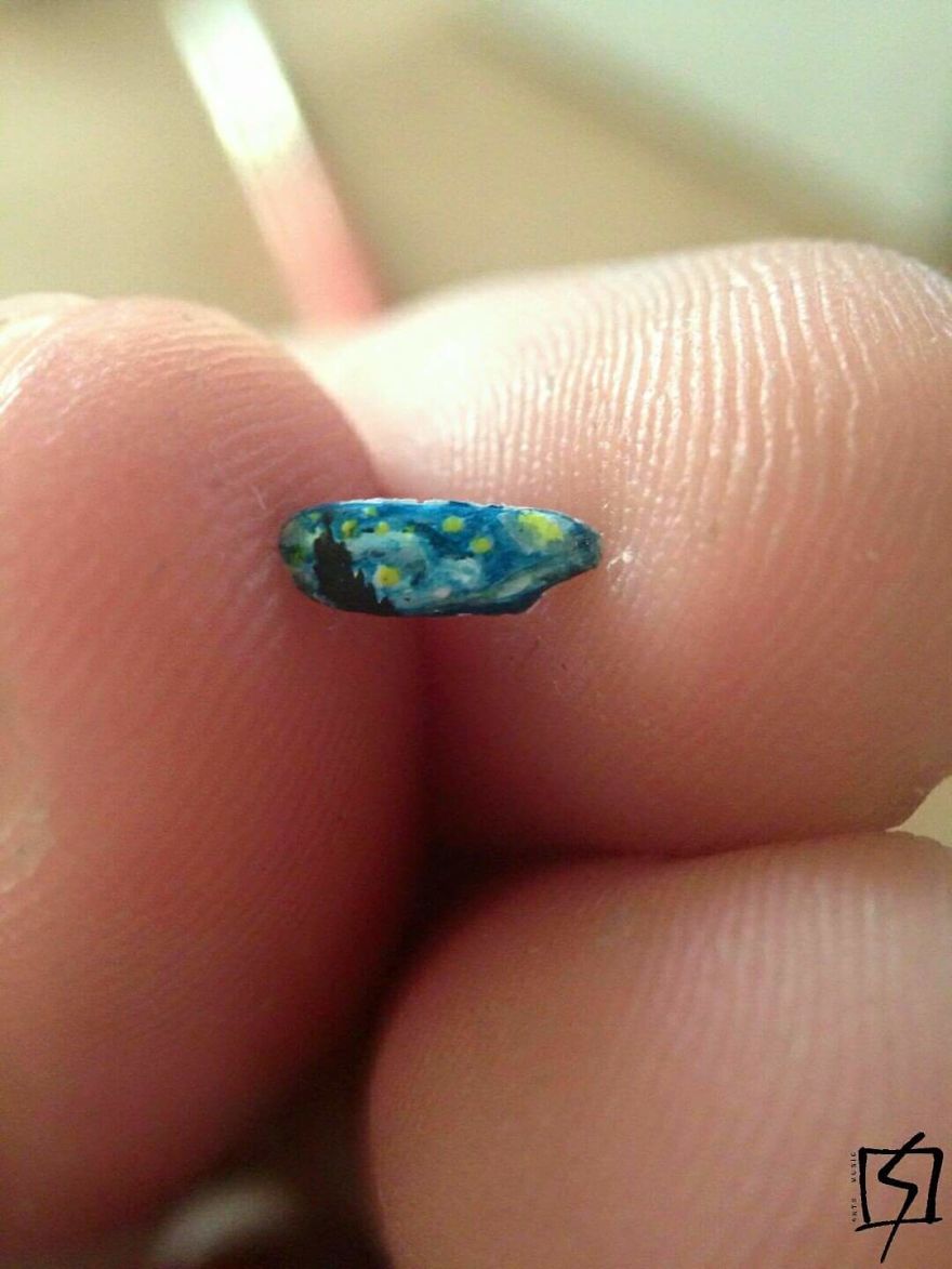 I Paint With Gouache On Rice Grains And Tiny Pieces Of Paper!