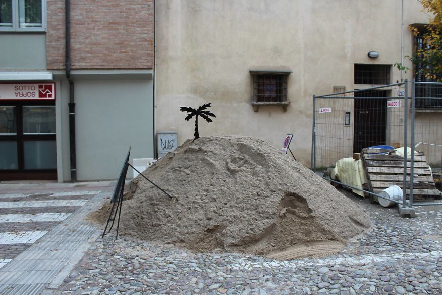 A Street Artist Jokes With The Urban Environment And Creates Playful Installations For The Passersby A Street Artist Jokes With The Urban Environment And Creates Playful Installations For The Passersby