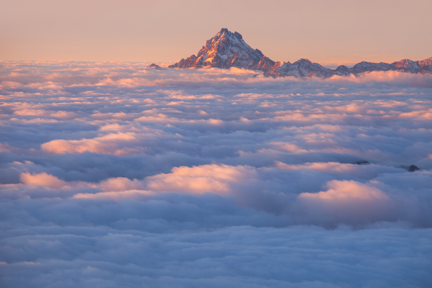 Monviso Emerging From The Clouds