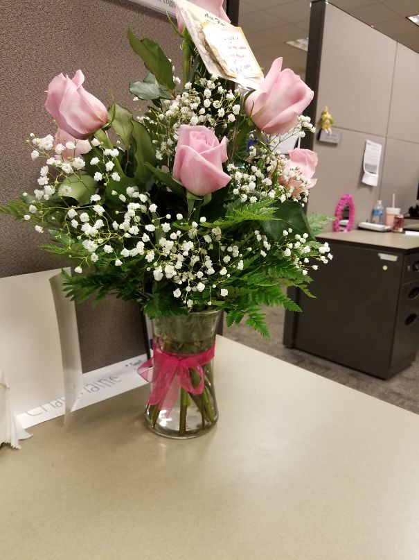 I Was Feeling A Little Under The Whether And My Bf Was On A Work Trip Out Of Town. So He Had These Flowers Sent To My Job. Telling Me He Hopes I Feel Better