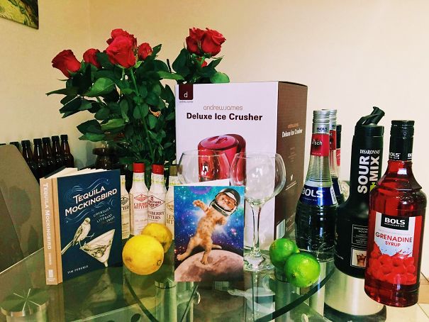 For My Birthday, My Boyfriend Put Together A Cocktails Making Kit. It Has Been Put To Good Use! Plus The Card Is Fantastic