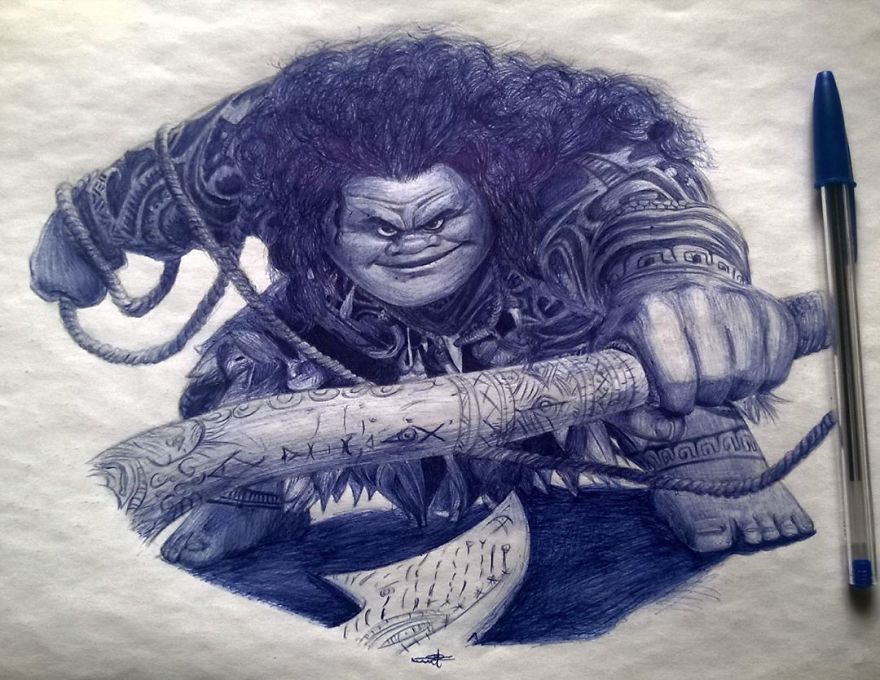 Nigerian Artist Creates Hyper Realistic Pop Culture Drawings With Ballpoint Pen