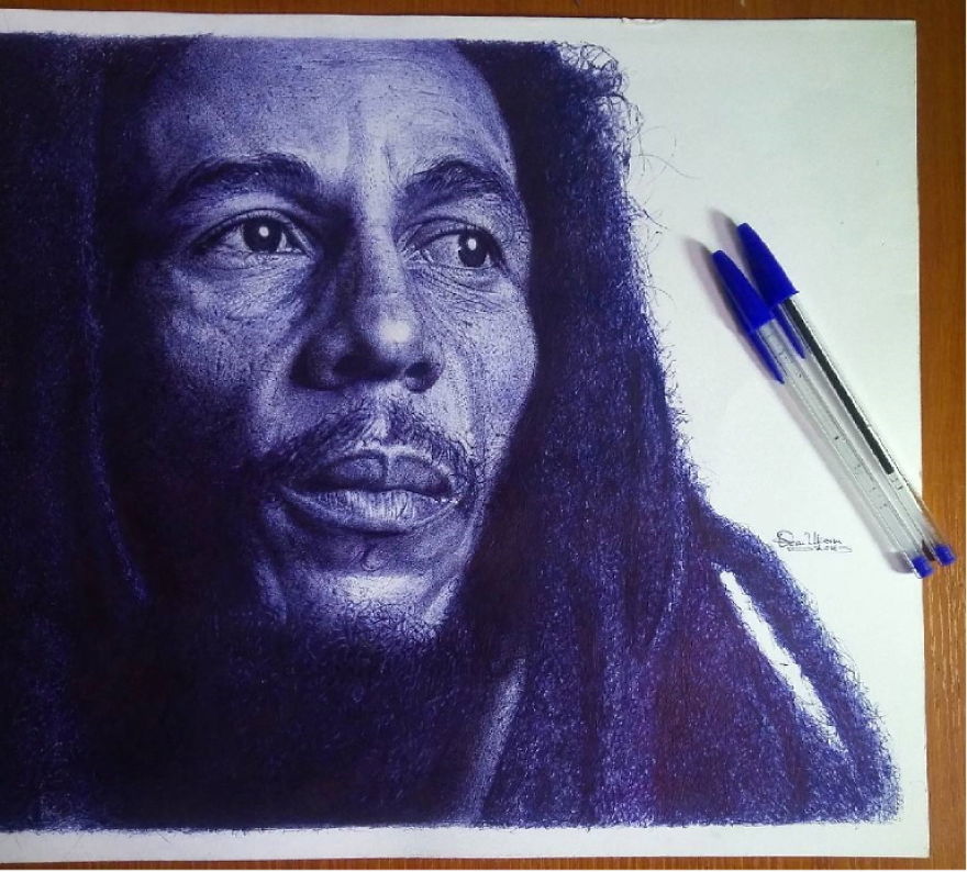 Nigerian Artist Creates Hyper Realistic Pop Culture Drawings With Ballpoint Pen