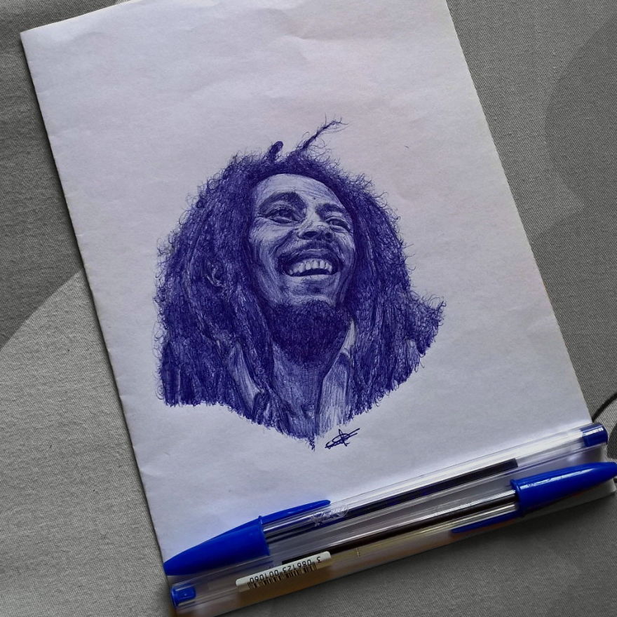 Nigerian Artist Creates Hyper Realistic Pop Culture Drawings With Ballpoint Pen