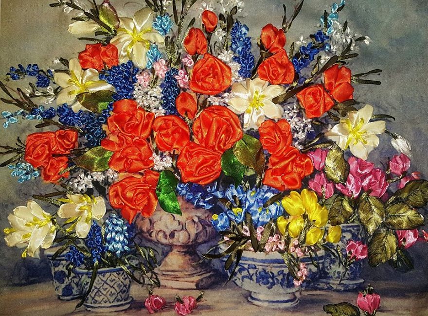 Ribbon Embroidery Artworks By Me And My Mother