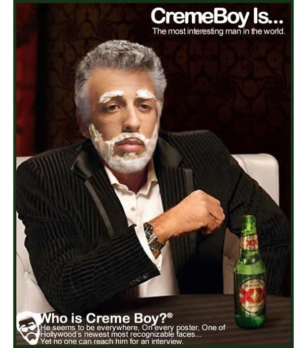 Guy Photoshops His Shaving Creme Character 'Creme Boy' In Movie Posters Guy Photoshops His Shaving Creme Character 'Creme Boy' In Movie Posters