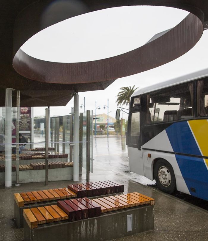 Bus Shelter At A Railway Station