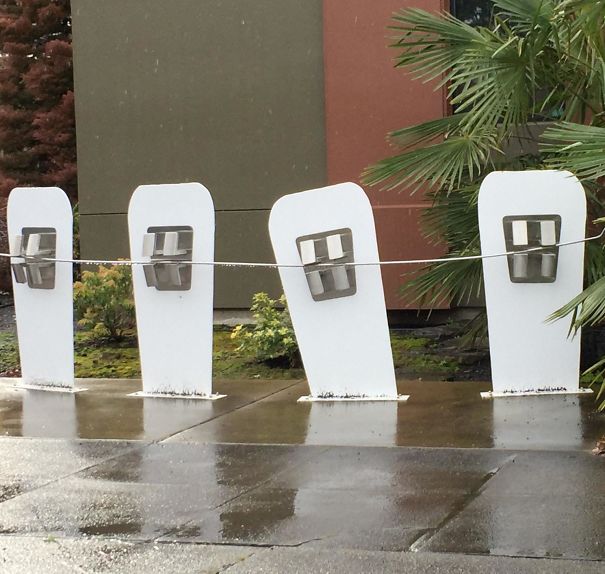 The Bike Rack At This Orthodontist Office Look Like Teeth With Braces