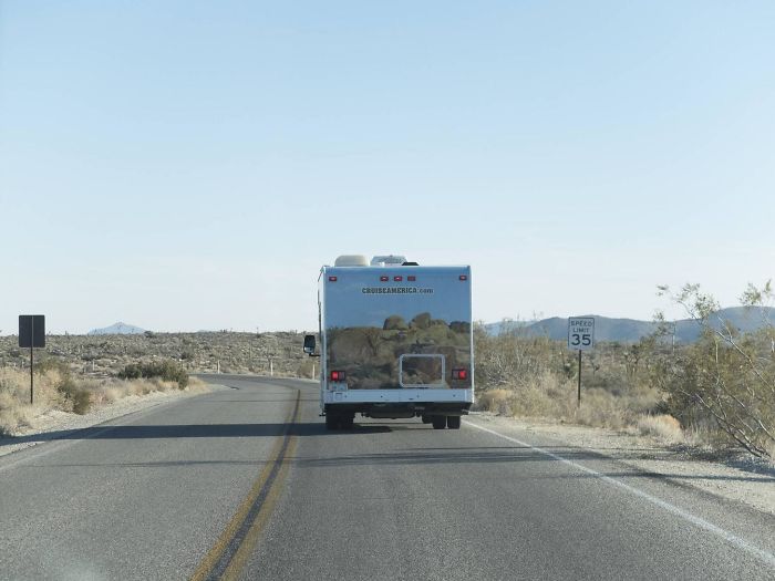 The Image Of The Skyline On The RV Lined Up Perfectly With The Real Horizon