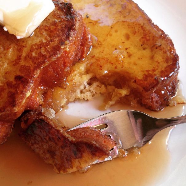 A Few Days Ago I Baked A Pound Cake. This Morning My Husband Made French Toast With The Leftovers