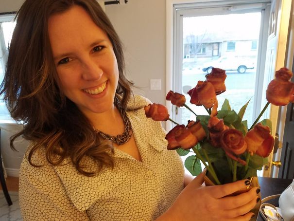 I Made Bacon Roses For My Wife