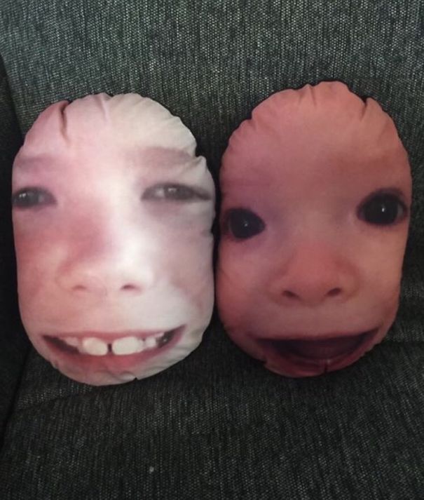 My Nephews' Faces On Pillows For A Mother's Day Was A Great Gift Idea In Theory