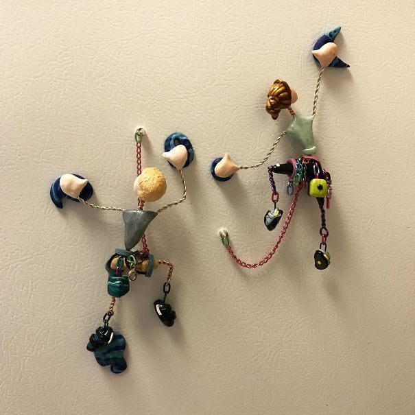 I'm A Rock Climber, So My Boyfriend Had These Clay Magnets Made That Look Like Him And I