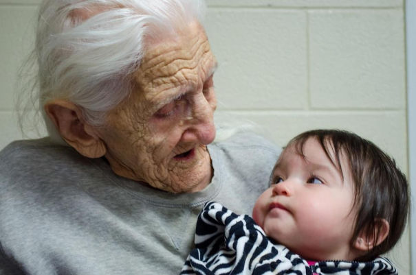 My Great-Grandmother And My Youngest Cousin, They're 100 Years Apart