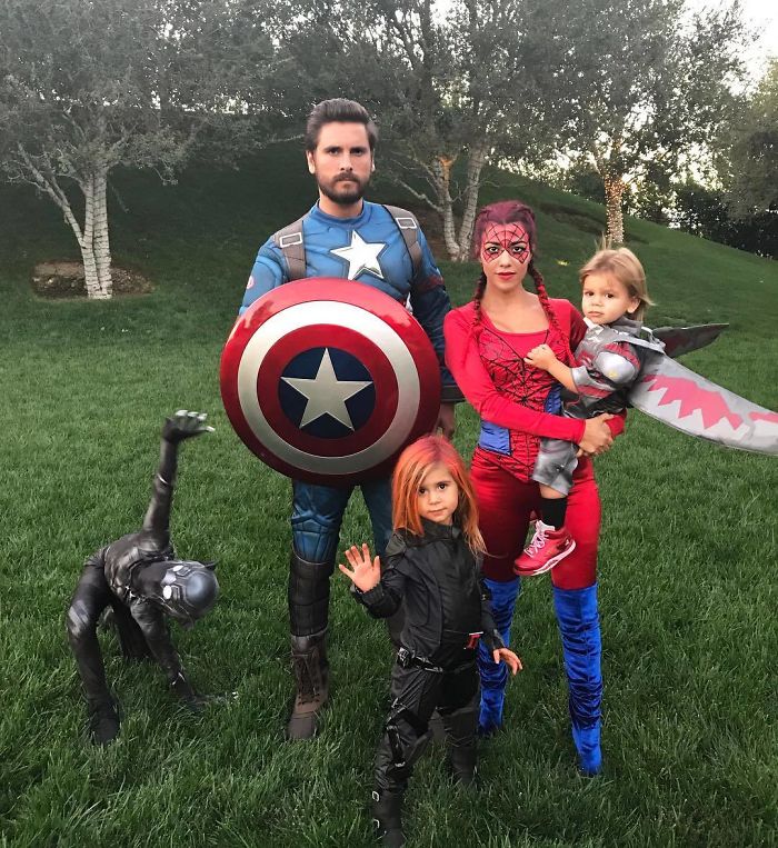 Kourtney Kardashian, Scott Disick, Mason, Penelope, And Reign As Marvel Superheroes
