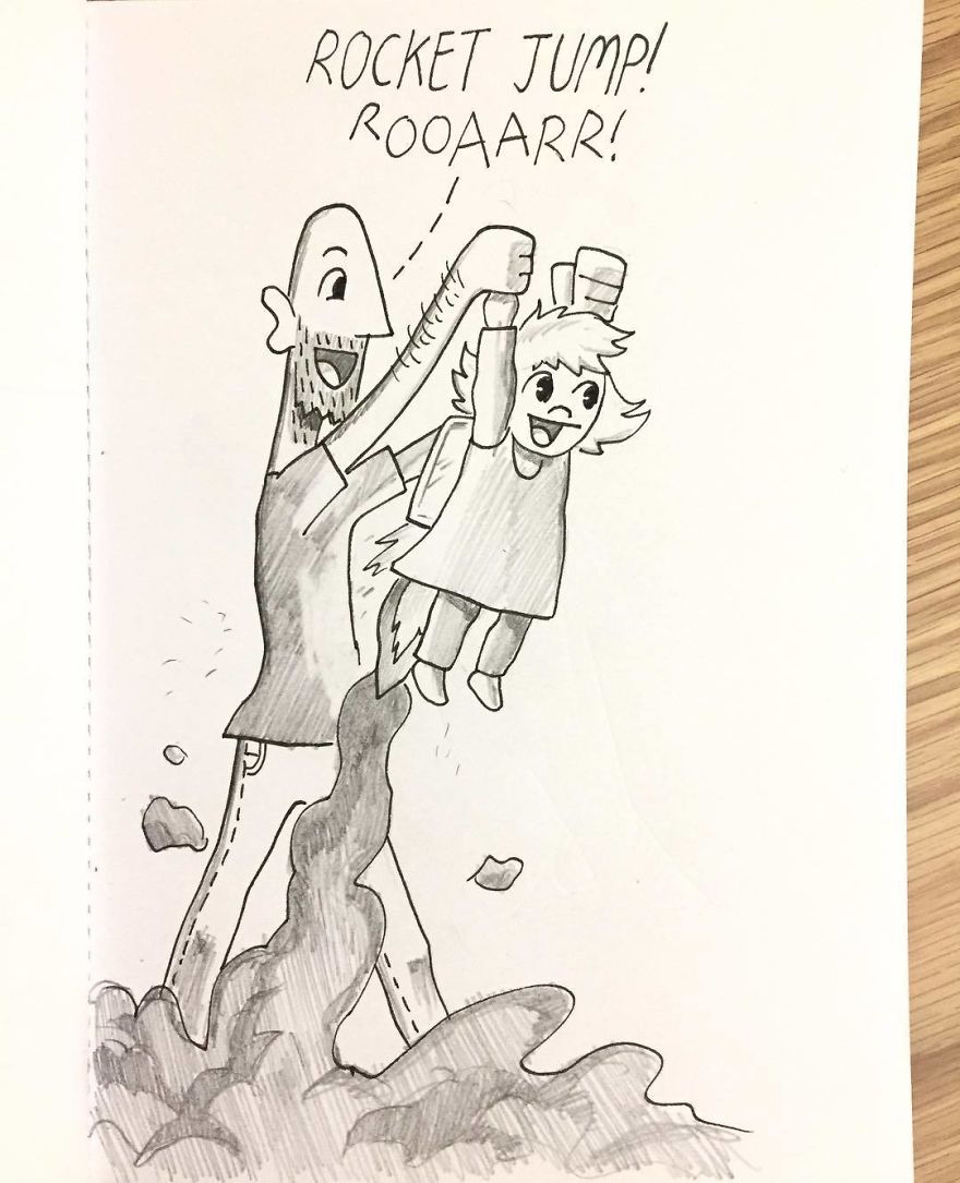 Whenever Poppy Needs Help Getting Up Onto Something, Or Down, Or Is Tired Walking, I Make It Fun By Using Rocket Jumps. I’ll Pretend To Press A Few Buttons On Her Back And Attach The Fuel, Then We’re Off