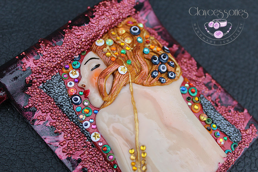 I Use Polymer Clay To Create Necklaces Inspired By Gustav Klimt Paintings