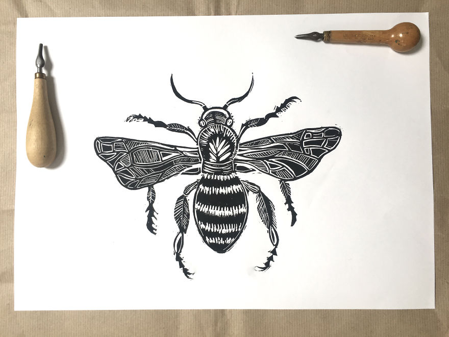 I Make Unique Botanical Inspired Linocut Prints