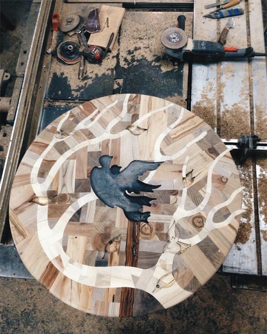 I Used 12 Different Woods To Make This Nature-Inspired Table In One Month