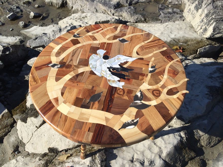 I Used 12 Different Woods To Make This Nature-Inspired Table In One Month