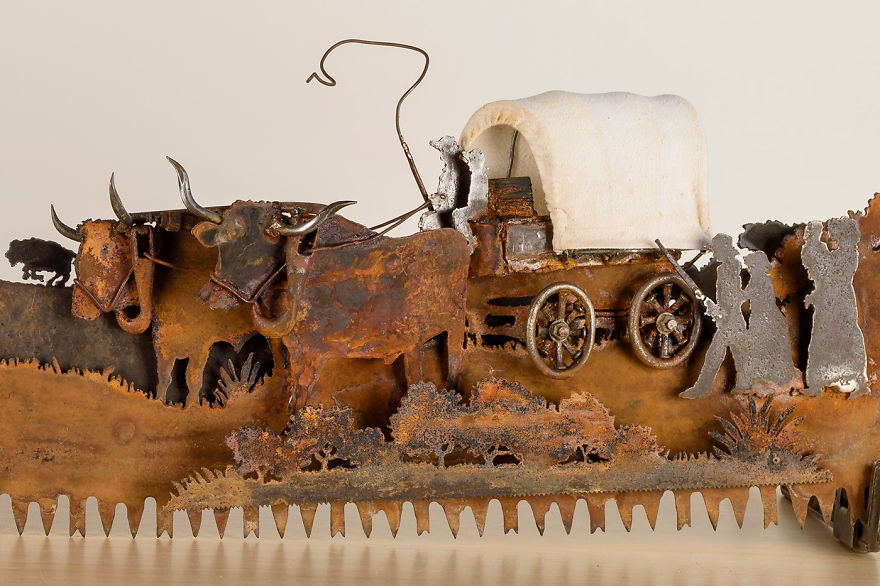 Here's A Detail Of The Wagon, Showing The First Time I've Used Fabric And Metal Together!