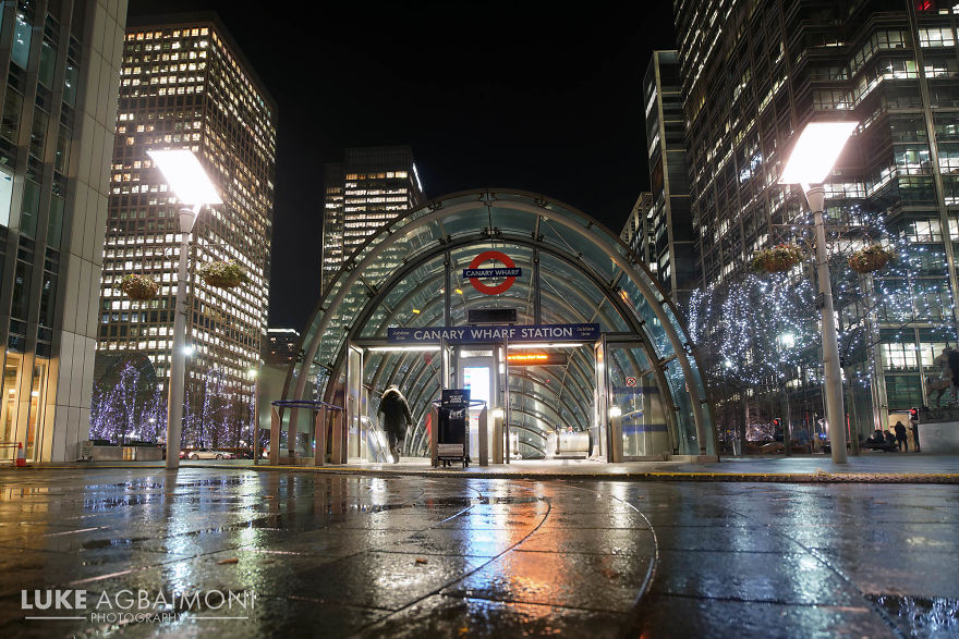 Canary Wharf Station At Night