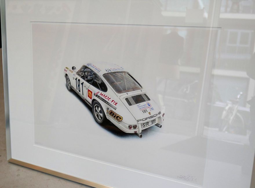 Fully Detailed Porsche 911 Classic Car Automotive Art By London Based Artist Steel Mesh