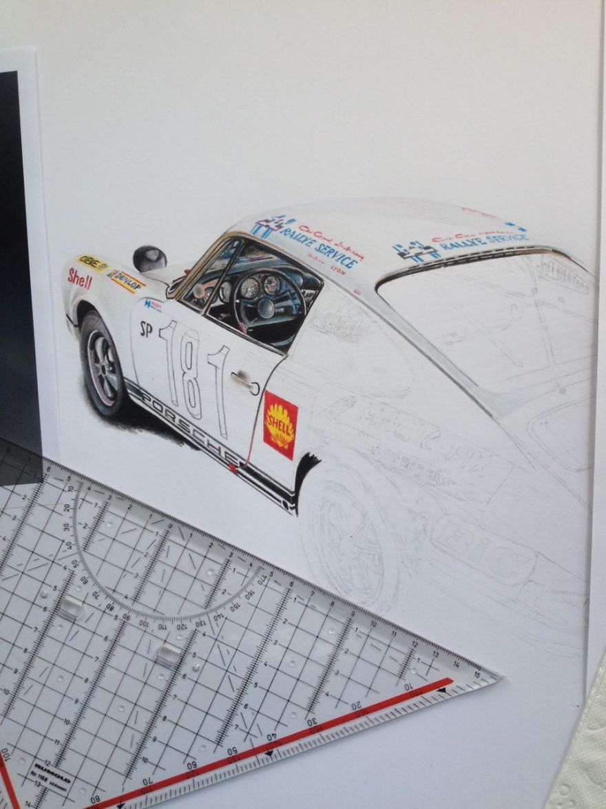 Fully Detailed Porsche 911 Classic Car Automotive Art By London Based Artist Steel Mesh