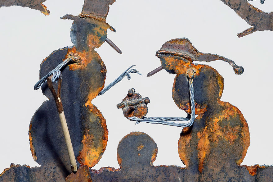 I've Made Some Whimsical Winter Scenes From Old Snow Shovels