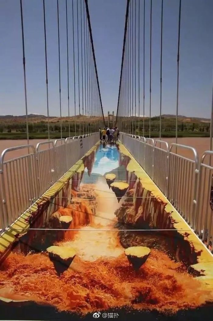 The Glass Bridge In China Will Amaze You With Optical Illusions Painted On The Ground The Glass Bridge In China Will Amaze You With Optical Illusions Painted On The Ground