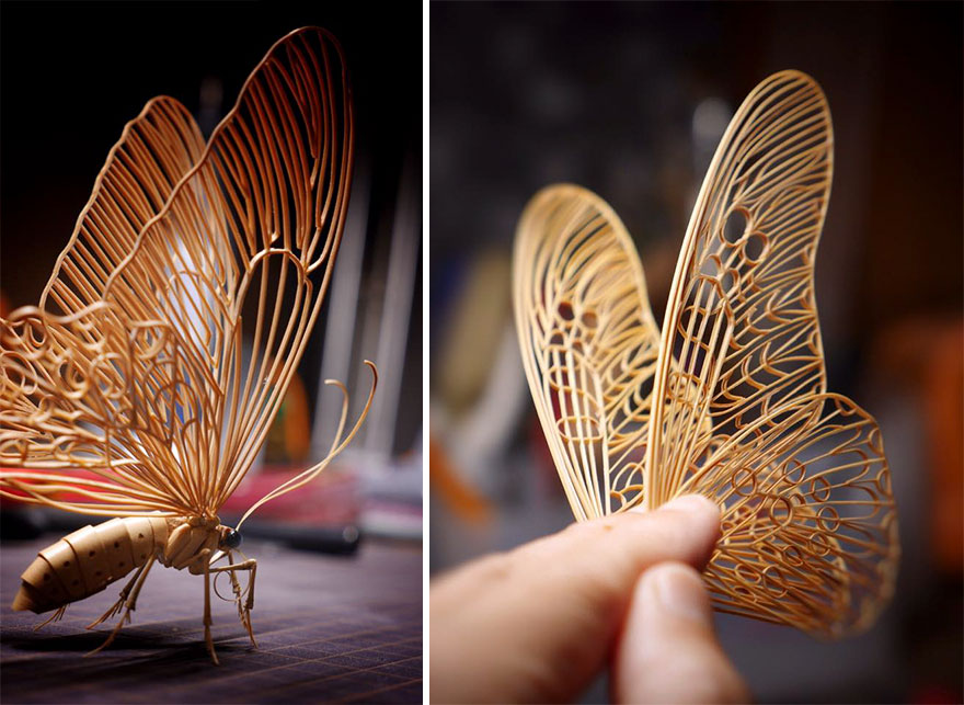 Japanese Artist Creates Incredibly Intricate Life-Size Insects From Bamboo, And The Result Will Impress You Japanese Artist Creates Incredibly Intricate Life-Size Insects From Bamboo, And The Result Will Impress You
