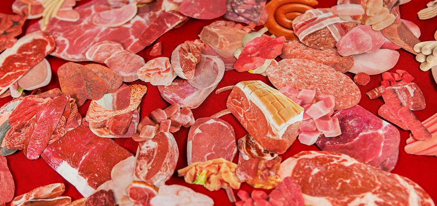 The Pattern Of This Dirndl Is Made Out Of Meat And Sausages