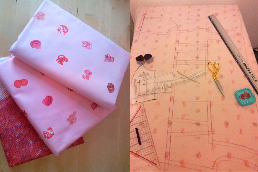 The Pattern Of This Dirndl Is Made Out Of Meat And Sausages