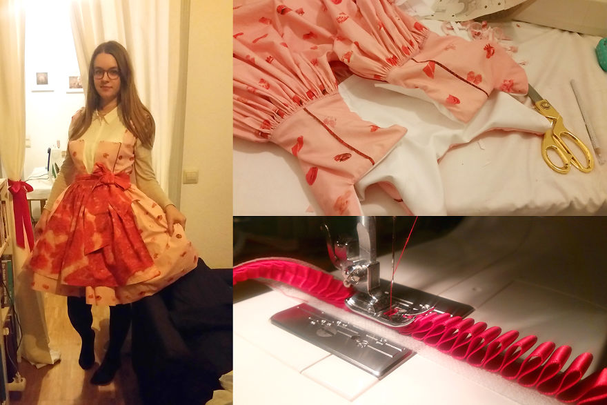 The Pattern Of This Dirndl Is Made Out Of Meat And Sausages