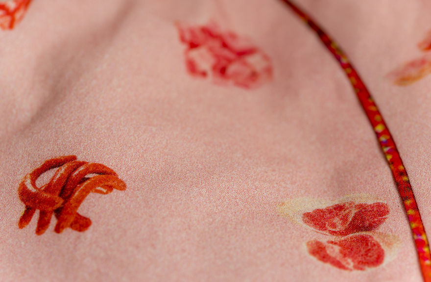 The Pattern Of This Dirndl Is Made Out Of Meat And Sausages