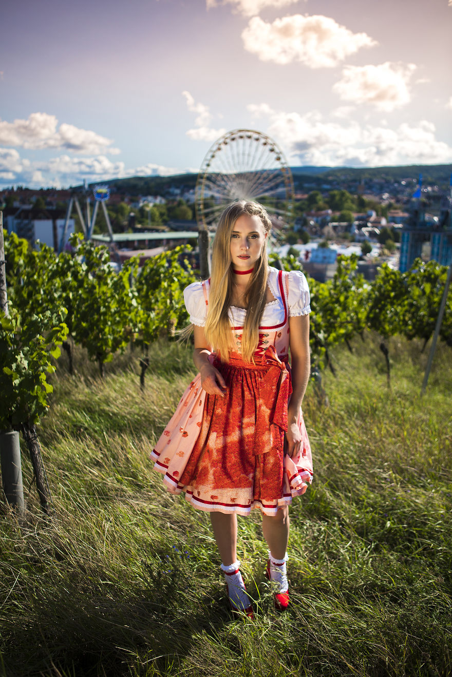 The Pattern Of This Dirndl Is Made Out Of Meat And Sausages
